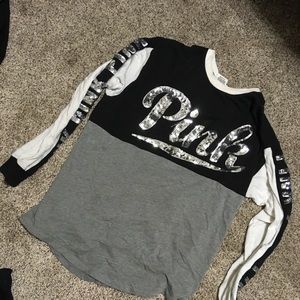 PINK black bling long sleeve